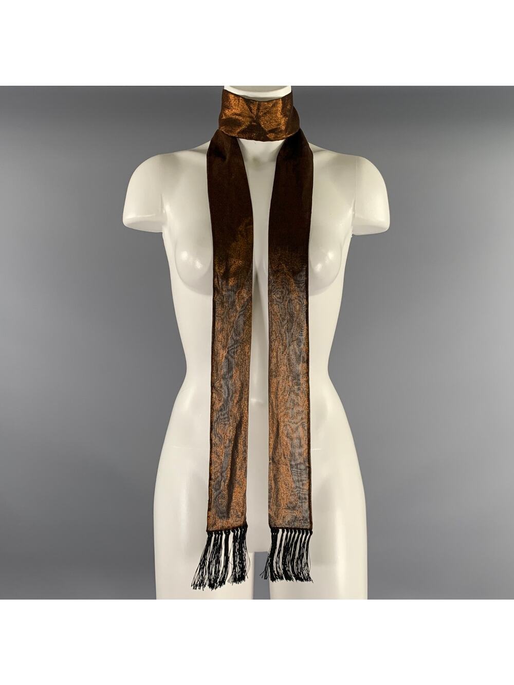 HAIDER ACKERMANN Black Copper Metallic Scarves